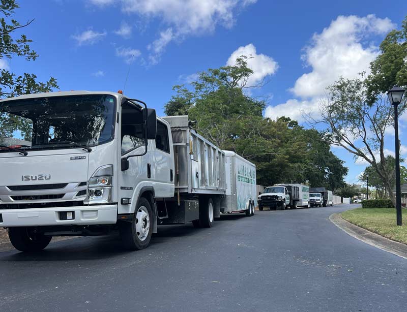 Large fleet of our commercial landscape trucks