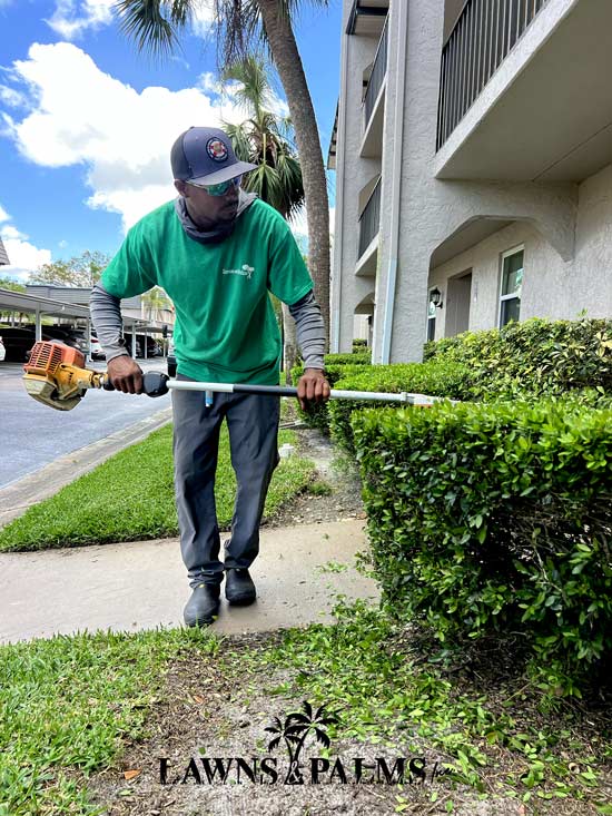 Hedge trimming with a saw