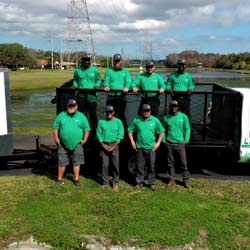 The Lawns and Palms team standing on trailer