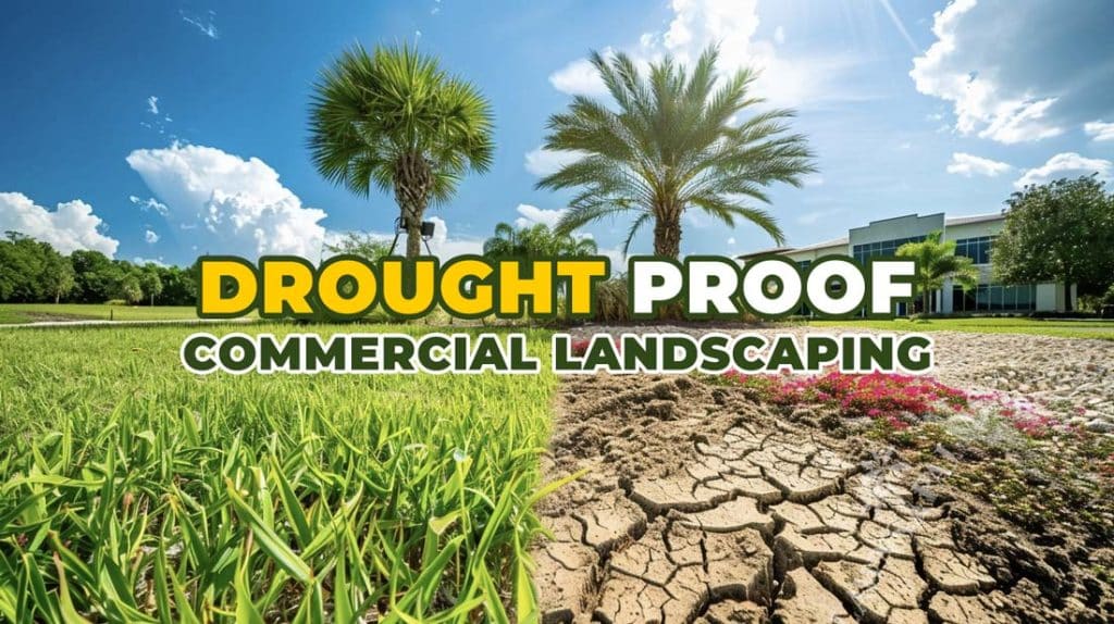 Image showcasing a drought ridden lawn vs a lush green landscape